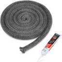 Stanbroil Wood Stove Gasket, 5/8" x 84" Graphite Impregnated Fiberglass Rope Seal and High-Temperature Cement Gasket Kit for Wood Stove Door