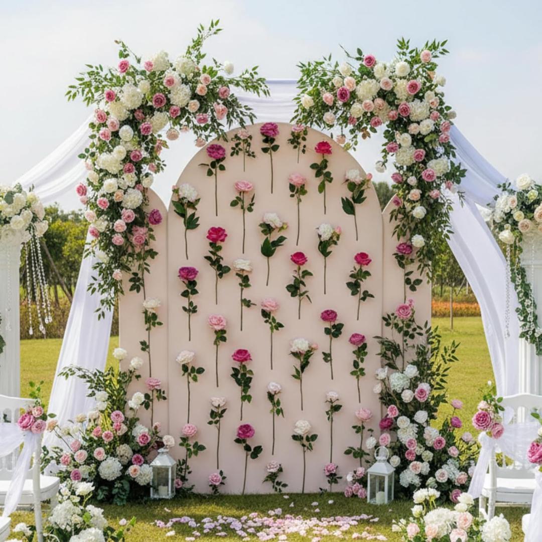 Suncalla 6.6ft Spring Wildflower Arch Backdrop Cover Rose Bridal Shower Decor Flower Arch Backdrop Photo Background Decor for Wedding Birthday Party Bridal Shower Tea Party Decoration