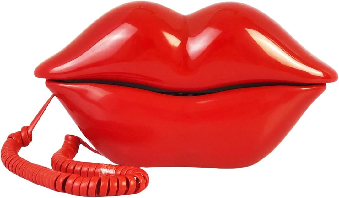 TelPal Red Mouth Telephone Wired Novelty Sexy Lip Phone Gift Cartoon Shaped Real Corded Landline Home Office Phones Furniture Decor