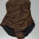 SUUKSESS Women One Piece Tummy Control Swimsuit Crisscross Backless Bathing Suit (Large, Brown)