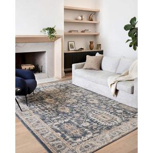 Loloi II Teagan Collection TEA-03 Denim/Pebble 2'-8" x 13', .25" Thick, Runner Rug, Soft, Durable, Neutral, Woven, Low Pile, Non-Shedding, Easy Clean, Living Room Rug