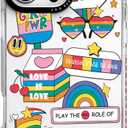 for iPhone 14 Pro Max Case, Rainbow Pride Collage Pattern with Love is Love Text, Military-Grade Drop Protection, Cheerful Slim TPU Protective Cover with Camera Protection for Teens (Colorful)
