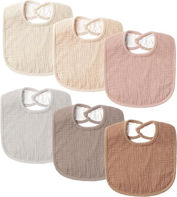 Muslin Baby Bibs for Unisex Boys Girls, Soft Cotton Baby Drool Bibs, Drooling and Teething Bibs for Infant, Newborn