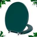 Dark Green Round Toilet Seat Natural Wood Toilet Seat with Zinc Alloy Hinges, Easy to Install also Easy to Clean, Scratch Resistant Toilet Seat by Angol Shiold (Round, Dark Green)