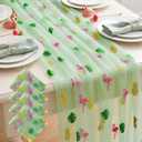 4 Pcs Flamingo Table Runner 29x70 Inch Summer Tropical Green