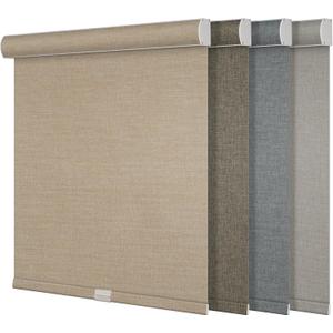 Boolegon Blackout Roller Shades for Windows, Cordless, Linen Fabric, Roller Blinds, Thermal Insulated Fabric UV Protection, Window Shades for Home, Office, Bedroom, Door, Blackout-Beige, Custom Size