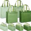 Wesnoy 36 Pcs Wedding Gift Bags Bulk Woven Pastel Gift Bags with Handles Reusable Party Favor Goodie Bulk, Sage Green Rainbow Color Tote Bag for Women Birthday Bridal Shower Decoration