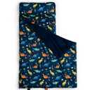 david's kids Toddler Nap Mat with Removable Pillow and Minky Fleece Blanket, Ultra Soft Slumber Bags for Boys, Perfect for Preschool, Daycare, Kids Sleeping Bags with Rollup Design, 50"x20", Dinosaur