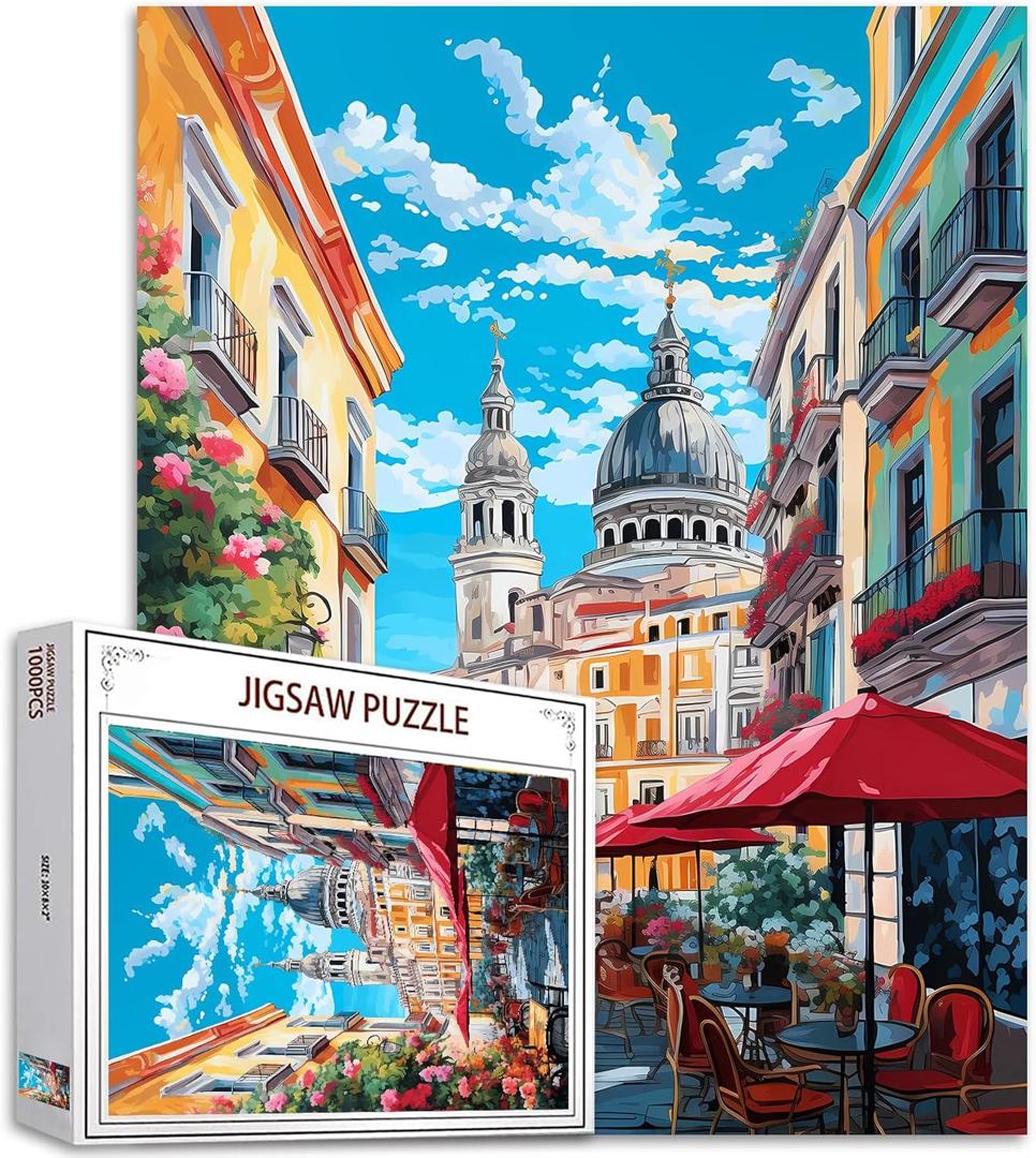 Tucocoo Jigsaw Puzzles 1000 Pieces for Adults-Spain Madrid Landscape Puzzle-Challenging Puzzle Perfect for Game Nights-DIY Home Wall Decor-Street Scenery Art Puzzles Colorful City View 27" x 20"