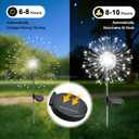 Solar Garden Lights Outdoor, 6 Pack 120 LED Twinkling Firework Lights Decorative with 2 Modes, Outdoor Waterproof Solar Starburst Light for Yard Pathway Planter Patio Decor, White