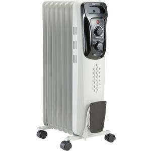 Portable Oil Radiator Heater, Indoor Use, 3 Heat Settings, Over-Heat Protection, ETL-certified Safety, 7 Oil-Filled Steel Fins, 1500W, Tip-Over Protection, 11"D x 14.8"W x 25.2"H, White