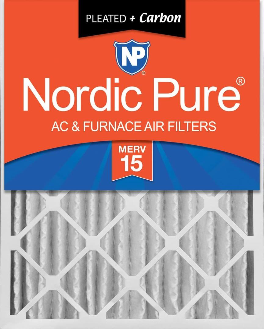Nordic Pure 20x25x4 (19_1/2 x 24_1/2 x 3_5/8) Pleated Air Filters MERV 15 Plus Carbon 1 Pack