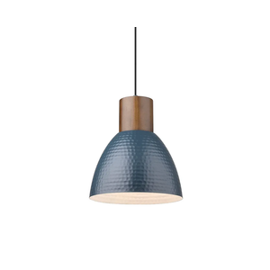 ELYONA Hammered Pendant Lights for Kitchen Island, 7” Solid Wood Hanging Light Fixtures, Adjustable Height Industrial Metal Pendant Light Fixtures for Bar Dining Room Bedroom Office, Modern Blue,Small