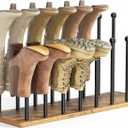 pickpiff Boot Rack 8-Pair Shoe Organizer Tall 16.4'' Free Standing Shoes Holder Metal With Wood Base (Black)