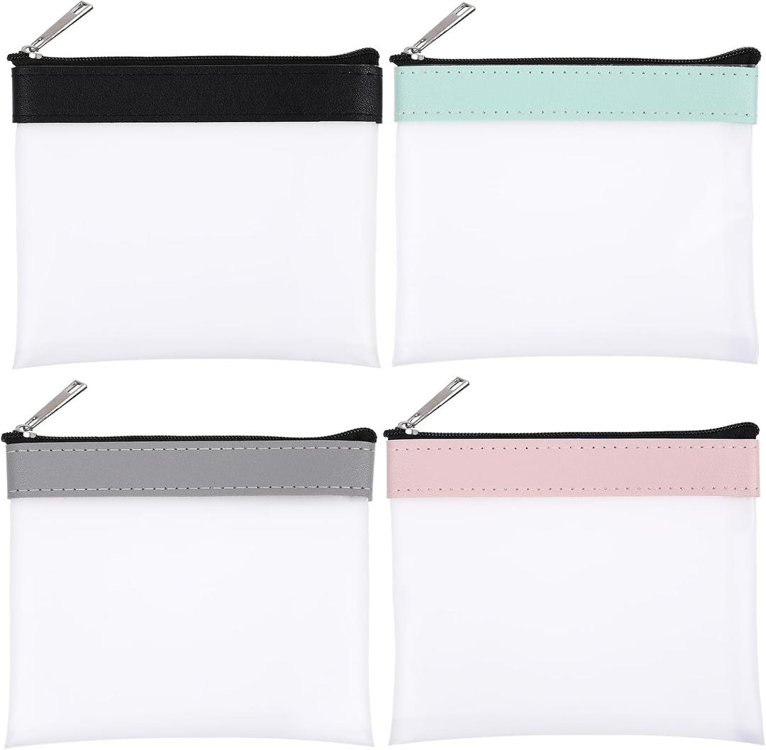 4 Pcs Small Clear Pouch Mini Zipper Pouch Clear Coin Purse Small Clears Makeup Bag for Purse Mini Cosmetic Bag Waterproof Change Pouchs Cute Clears Bags Travel Pouchs for Lipstick Key