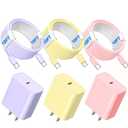 Compatible with iPhone 16 15,USB C to USB C Cable 3Pack 60W Type C to Type C Cable,Fast Charge 10FT Long Cablee,for Phone16 15Pro Plus Pro Max,for S24 S23, for Pad Pro and More-PurpleYellowPink