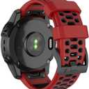 OVERSTEP Watch Band for Garmin Fenix 7/Fenix 7 Pro/Fenix 6/Fenix 6 Pro/Fenix 5/Fenix 5 Plus/Fenix 8 Solar/Amoled 47mm, Silicone Sports Strap for Garmin Quickfit 22 Smartwatch (Red Black)