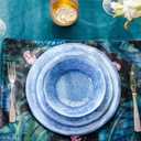 12 Pcs Blue Melamine Dinnerware Set, Shatterproof and Dishwasher Safe, Ideal for Indoor and Outdoor Use