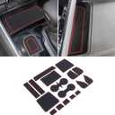 JDMCAR Custom Liner Accessories Compatible with 2023 2024 2025 Chevy Colorado/GMC Canyon, Premium Cup Holder, Center Console, and Door Pocket Inserts Mat Kit-17 PCS Set (Crew Cab, Red Trim)