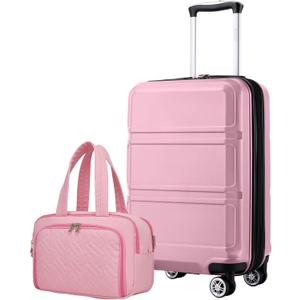 Kono Carry On Luggage Airline Approved with Spinner Wheels TSA Lock | 20 Inch Lightweight PC+ABS Luggage with Large Toiletry Bag, Expandable Hardshell Carry On Suitcases,Pink