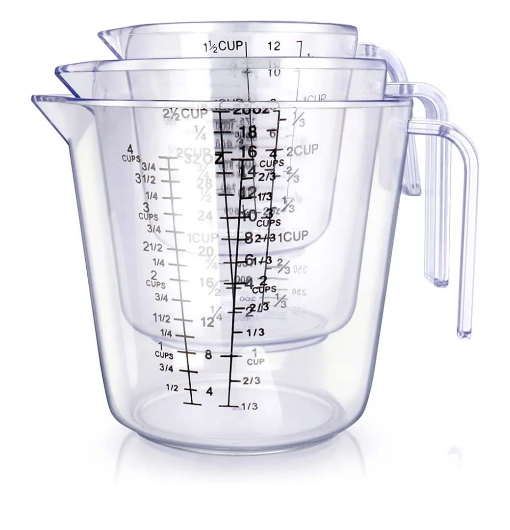 Measuring Cups Set, Liquid Measuring Cups For 3 For Kitchen - BPA Free Plastic Set with Spout Multiple Measurement Scales (Clear)