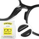 Nose Pads for Glasses, Anti-Slip Silicone Eyeglass Nose Pads, 2.5mm Heightened Airbag Cushions, Comfortable D-Shaped Adhesive Replacement Nose Pad for Sunglasses (5 Black Pairs)