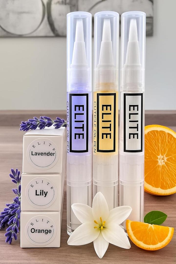 Elite Cuticle Oil Pen Trio (Bright Morning Set  Lily, Lavender, Orange)  3 Pack Moisturizing Nail & Cuticle Oil  Nail Care Essentials (3ML Each)