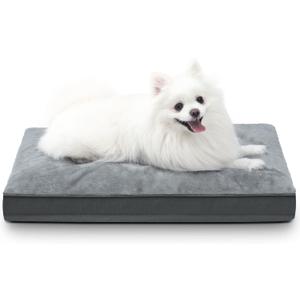 Dog Crate Bed Waterproof Deluxe Plush Dog Beds with Removable Washable Cover Anti-Slip Bottom Pet Sleeping Mattress for Large, Medium, Jumbo, Small Dogs, 29 x 18 inch, Gray 