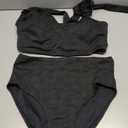 Herseas Women's Textured Bikini Sets Twist Front Top Swimsuits High Waisted Bathing Suits (Black, XL)