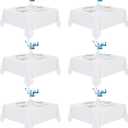 Fitable 6 Pack White Square Tablecloths - 70 x 70 Inches - Stain Resistant and Reusable Table Clothes, Polyester Fabric Table Covers for Dining, Card Tables, Coffee Tables