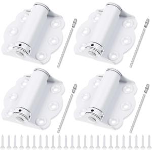 Zonon 4 Pack Self Closing Screen Door Hinge 2 3/4" Adjustable Heavy Duty Steel Spring Loaded Hinges Closer for Screen Cabinet Garage Storm Left and Right Door(White)