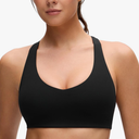 Butterluxe Racerback Sports Bras for Women - V Neck Supportive Padded Wireless Athletic Yoga Crop Top Size Medium