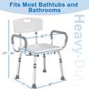 HOMLAND Shower Chair for Inside Shower with Arms and Back, 500 lbs Heavy Duty Shower Seat for Bathtub, Height Adjustable Safety Bath Seat for Elderly, Adults, Handicap and Disabled, White