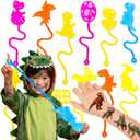 6 x 36PCS Dinosaur Party Favors for Kids - 24PCS Temporary Tattoos + 12PCS Stick Hands Stretchy Fidget Toys, Dino Birthday Goodie Bag Stuffers, Classroom Prizes, Treasure Box, Student Gifts