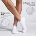 Lapulas Athletic Running Ankle Socks, Low Cut Cushioned Anti-Blister Tab Sports Socks Men Women 6Pairs (White, L)