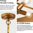 21" Vintage Metal Drum Chandelier, 4-Light E26 Industrial Adjustable Chain Hanging Pendant Light Fixtures for Foyer Entryway Kitchen Bedroom, Golden Bronze Finish