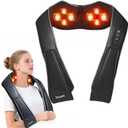 Joyset Neck Massager for Pain Relief Deep Tissue with Heat,Shiatsu Neck and Back Massager 4D Deep Kneading Massage for Shoulder,Gifts for Women Men Mom Dad Friend (Black+mini)