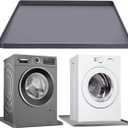 Washing Machine Drain Pan Washer Silicone Mat, Washer Tray Soft Bottom Pad Under Dryer Drip Pan Floor Protector, 27x27 Inch Non-Slip Leak Pan Anti-Vibration Waterproof Washer Drip Tray (Gray)