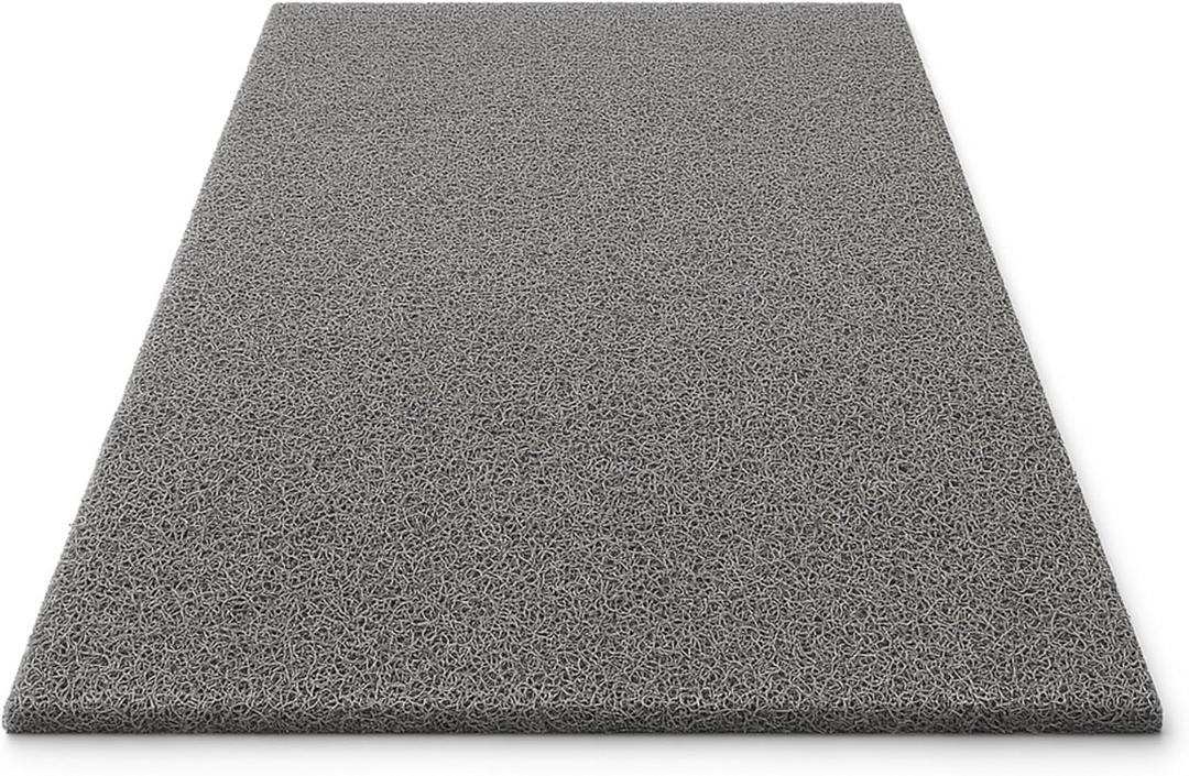 FloorTags Vinyl Mesh Entry Mat 4 x 15  Gray Heavy-Duty Open-Back Mat with Scraper Design for Cleaner, Drier Entrances | Indoor/Outdoor Drainage (Grey)