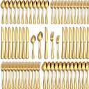 PHILIPALA 60 Piece Gold Silverware Set, Stainless Steel Flatware Set for 12 Food Grade Cutlery Utensil Set Include Knife Fork Spoon Mirror Polished Dishwasher Safe