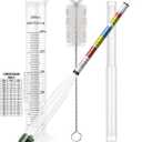 Hydrometer and Test Jar for Wine, Beer and Kombucha - Including 250ml Plastic Cylinder, Cleaning Brush and ABV Storage Bag