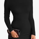 VICHYIE Women Mock Neck Ribbed Bodycon Dress Long Sleeve Mini Pencil Dresses, Size S