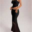 Women's 2 Piece Outfits Ruffled Cami Crop Top & Flowy Maxi Skirt Boho Chic Sets (Black, S)