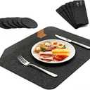 Placemats, Washable Heat-Resistant Felt Placemats, Set of 18 (6 Place Mats, 6 Coasters and 6 Knife Bags), Stain Resistant and Easy to Clean for Dining Table Place Mats