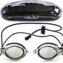 Anti-Fog Racing Swimming Goggles with Bungee Strap, Hard Case and Bonus Swim Goggles Microfiber Cleaning Cloth (Gray)
