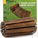 RELIANCER 6' Wooden Garden Pathway,Outdoor Roll Out Cedar Curved Walkway,Patio Path Decorative Garden Boardwalk Walkways,Weather-Resistant Roll Up Beach Wood Road Floor,Wedding Party Pathways (Brown)