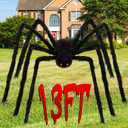 Wettarn 1 Pack 13 ft Giant Spider 2025 Upgrade Scary Halloween Large Fake Realistic Big Spider Decorative Hairy Props for Halloween Outdoor Indoor Yard Party House (Black)