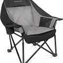 Camping Chair, Oversized Portable Camp Chair, Folding Outdoor Chair with Side Pocket and Cup Holder, Heavy Duty Camp Chair up to 400lbs, Large Camp Lounge Beach Chairs for Outdoor, Sports, Fishing (Slate Gray-black)