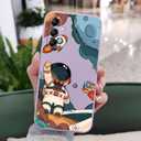 LEECG for Samsung Galaxy A15 5G Case, Creative Flower Pattern Design Soft Liquid Silicone A15 5G Phone Cover, Flocking Protection Inside for Samsung A15 5G Case-Astronaut Purple