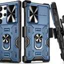 VEGO Case for Galaxy S23 Ultra Case with Stand, Slide Camera Cover & Magnetic Ring Kickstand & Rugged Belt Clip Holster Shockproof Case Compatible with Magnetic Car Mount Holder - Dark Blue